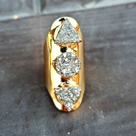 New Unique Titanium Druzy Adjustable Gold Ring. - Picture 5 of 16